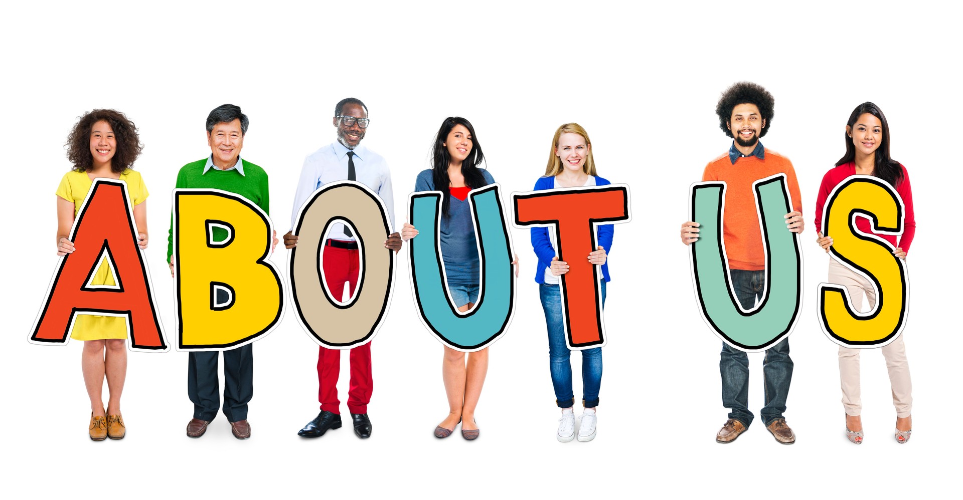 Group of Diverse People Holding Word About Us